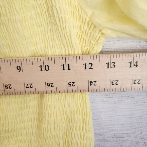 Hyfve yellow M pheasant ruffle bell sleeve cottagecore fairy stretchy crop - Picture 6 of 8